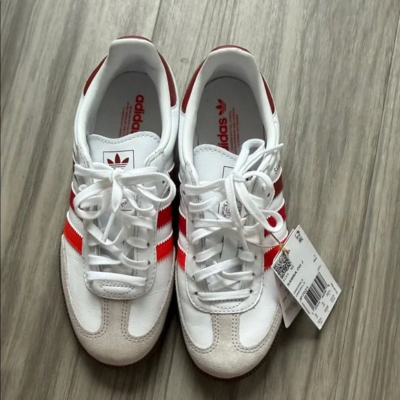 adidas Samba White Sneakers with Red Stripes - Picture 3 of 8